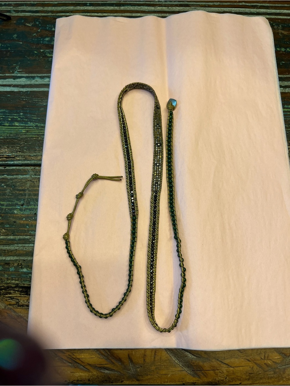 Nakamol Green and Gold Braided Bracelet Set